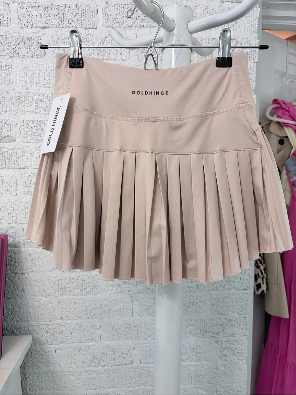 Goldhinge Women's Pleated Tennis Skirt in Blush Nude NWT Small